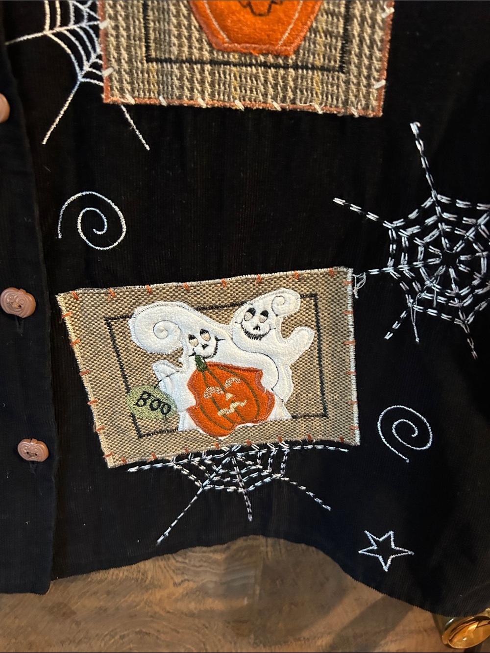 Tantrums Black Halloween Patchwork Vest with Embroidered Spiders - Picture 6 of 6